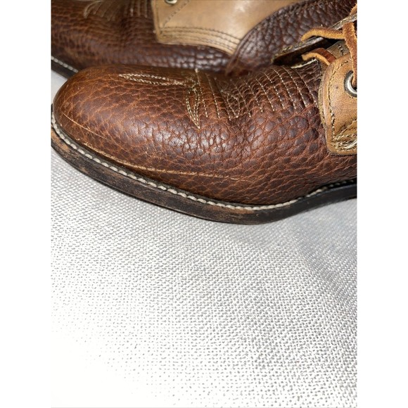 Justin Vintage Boots Size 8.5B Two Tone Brown Made In USA - Picture 7 of 10